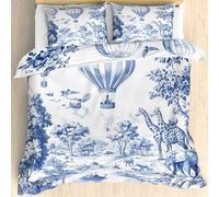 Maohryzed Housse de Couette 140x200 Animaux Safari Parure de Lit Enfant Adulte Toile de Jouy Rétro Réversible 1 Personnes avec Fermeture éclair Sets Housse de Couette avec 1 Taie d'oreiller 65x65 cm