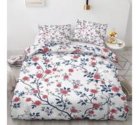 Maohryzed Housse de Couette 160x200 cm Feuilles de Fleurs Parure de lit Adulte Enfant avec Fermeture Éclair 3 Pièces, Ensemble de Literie Plantes Moderne Réversible et 2 Taie d'oreiller 65x65 cm