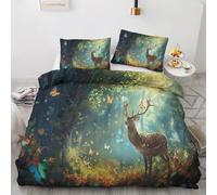 Maohryzed Housse de Couette 240x220 cm Cerf Sika, Parure de LitForêt de Rêve 2 Personne avec Fermeture Éclair, Parure Housse Couette Réversible en Microfibre avec 2 Taie d'oreiller 65x65 cm