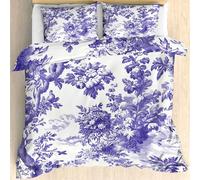 Maohryzed Housse de Couette 260x240 Motif Végétal Parure de Lit Enfant Adulte Toile de Jouy Violet Réversible 2 Personnes avec Fermeture éclair Sets Housse de Couette avec 2 Taie d'oreiller 65x65 cm