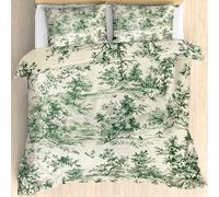 Maohryzed Housse de Couette 260x240 Plantes et Fleur Parure de Lit Enfant Adulte Toile de Jouy Vert Réversible 2 Personnes avec Fermeture éclair Sets Housse de Couette avec 2 Taie d'oreiller 65x65 cm