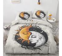 Maohryzed Housse de Couette Soleil et Lune, Parure de Lit Theme Astrologie 240x220cm Adulte Enfant Déco, Ensemble de Literie en Microfibre Douce avec Fermeture Éclair, avec 2 Taie d'oreiller 65x65cm