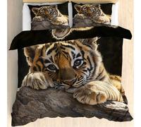 Maohryzed Housse de Couette Tigre - Parure de Iit 90x190 Enfant Animaux Sauvages - Réversible 1 Personnes Fermeture éclair Sets Housse Couette avec 1 Taie d'oreiller 65x65 cm