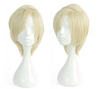 MAOMA Perruque Cosplay Anime，A3 Furuichi Sakyou Perruque，Light Blonde Short Perruque，avec Filet de Cheveux Gratuit，pour Fête Carnaval Halloween Perruques