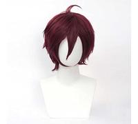 MAOMA Perruque Cosplay Anime,Amnesia Shin Perruque,Dark Red Short Perruque,avec Filet de Cheveux Gratuit,pour Fête Carnaval Halloween Perruques