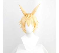 MAOMA Perruque Cosplay Anime，Arknights Leonhardt Perruque，Yellow Short Perruque，avec Filet de Cheveux Gratuit，pour Fête Carnaval Halloween Perruques
