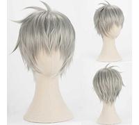 MAOMA Perruque Cosplay Anime，Arknights Mephisto Perruque，Silver Gray Short Perruque，avec Filet de Cheveux Gratuit，pour Fête Carnaval Halloween Perruques