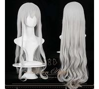 MAOMA Perruque Cosplay Anime,Arknights Shining Perruque,Long Wavy Perruque,avec Filet de Cheveux Gratuit,pour Fête Carnaval Halloween Perruques(Color:Blanc argenté)