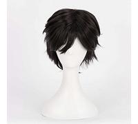 MAOMA Perruque Cosplay Anime,Banana Fish Eiji Okumura Perruque,Black Short Perruque,avec Filet de Cheveux Gratuit,pour Fête Carnaval Halloween Perruques