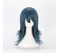 MAOMA Perruque Cosplay Anime，Fire Emblem Three Houses Byleth Perruque，Blue and Black Mix Perruque，avec Filet de Cheveux Gratuit，pour Fête Carnaval Halloween Perruques(Size:Long)