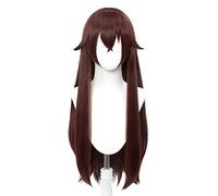 MAOMA Perruque Cosplay Anime，Genshin Impact Amber Perruque，Brown Long Straight Perruque，avec Filet de Cheveux Gratuit，pour Fête Carnaval Halloween Perruques