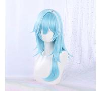MAOMA Perruque Cosplay Anime,Genshin Impact EULA Perruque,Blue Curly Perruque,avec Filet de Cheveux Gratuit,pour Fête Carnaval Halloween Perruques(Color:Style 2)