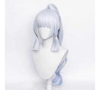 MAOMA Perruque Cosplay Anime，Genshin Impact Kamisato Ayaka Perruque，Silver Long Ponytail Gradient Perruque，avec Filet de Cheveux Gratuit，pour Fête Carnaval Halloween Perruques