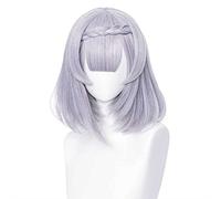 MAOMA Perruque Cosplay Anime,Genshin Impact Noelle Perruque,Silver Purple Short Perruque,avec Filet de Cheveux Gratuit,pour Fête Carnaval Halloween Perruques(Color:Style 2)