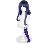 MAOMA Perruque Cosplay Anime，Genshin Impact Raiden Shogun Perruque，Mix Purple Briad Perruque，avec Filet de Cheveux Gratuit，pour Fête Carnaval Halloween Perruques