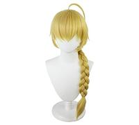 MAOMA Perruque Cosplay Anime,Genshin Impact Traveler Aether Perruque,Long Blonde Braided Perruque,avec Filet de Cheveux Gratuit,pour Fête Carnaval Halloween Perruques