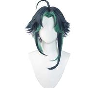 MAOMA Perruque Cosplay Anime,Genshin Impact Xiao Perruque,Fluffy Blue Gradient Curly Perruque,avec Filet de Cheveux Gratuit,pour Fête Carnaval Halloween Perruques