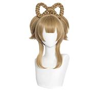 MAOMA Perruque Cosplay Anime，Genshin Impact Yaoyao Perruque，Short Brown Perruque，avec Filet de Cheveux Gratuit，pour Fête Carnaval Halloween Perruques