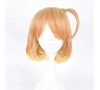 MAOMA Perruque Cosplay Anime,Macross Delta Freyja Wion Perruque,Orange Gradient Yellow Short Curly Perruque,avec Filet de Cheveux Gratuit,pour Fête Carnaval Halloween Perruques