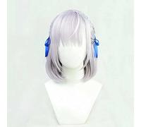 MAOMA Perruque Cosplay Anime，Shirogane Noel Perruque，Silver Anime Perruque，avec Filet de Cheveux Gratuit，pour Fête Carnaval Halloween Perruques(Size:Style 2)