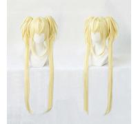 MAOMA Perruque Cosplay Anime,Shugo Chara Utau Tsukiyomi Perruque,Yellow Long Perruque,avec Filet de Cheveux Gratuit,pour Fête Carnaval Halloween Perruques