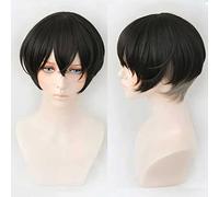 MAOMA Perruque Cosplay Anime,Tokyo Revengers Chifuyu Matsuno Perruque,Black Short Perruque,avec Filet de Cheveux Gratuit,pour Fête Carnaval Halloween Perruques