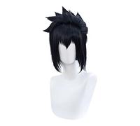 MAOMA Perruque Cosplay Anime,Uchiha Sasuke Perruque，Black Short Perruque,avec Filet de Cheveux Gratuit,pour Fête Carnaval Halloween Perruques