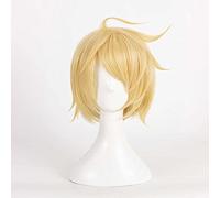 MAOMA Perruque Cosplay Anime,Vocaloid Kagamine Len Perruque,Short Golden Perruque,avec Filet de Cheveux Gratuit,pour Fête Carnaval Halloween Perruques