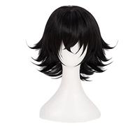 MAOMA Perruque Cosplay,High Rise Invasion Sniper Mask Cosplay Anime Perruque,Black Short wig Anime Cosplay Perruque,avec Filet de Cheveux Gratuit,pour Fête Carnaval Halloween Perruques