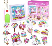 Maomaoyu DIY 5D Diamond Painting Enfant, Diamant Painting Enfant avec Cadre Photo, 25 PCS Autocollants & 2 Porte-clés, Peinture Diamant comme Cadeaux & Jouet pour Fille, Licorne