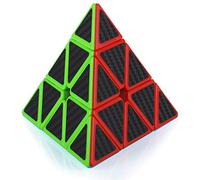 Maomaoyu Pyraminx Cube 3x3 3x3x3 Speed Cube Pyramide Triangle Magique Puzzle Twist Magic Cube Fibre de Carbone Autocollant Cadeau de Vacances pour Enfants Adultes Noir