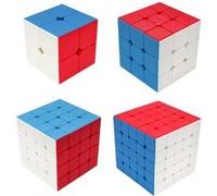 Maomaoyu Speed Cube Set 2x2+3x3x3+4x4x4+5x5x5 4 Pack Puzzle Twist Magic Cube sans Autocollant Cube de Vitesse Magique Cadeau de Vacances pour Enfants Adultes G