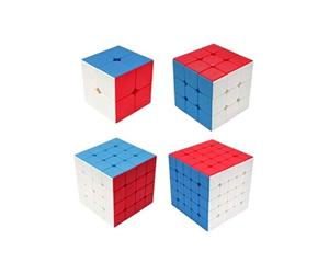 Maomaoyu Speed Cube Set 2x2+3x3x3+4x4x4+5x5x5 4 Pack Puzzle Twist Magic Cube sans Autocollant Cube de Vitesse Magique Cadeau de Vacances pour Enfants