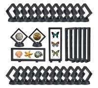 MAOMUN 30 Pièces Cadre Flottant Cadre 3D, Cadre Vitrine Cadre Transparent Presentoir Bijoux avec Base, Noir Presentoir Bijoux pour Monnaie Bijoux Coquillages Roches Spécimens Épingles Cristal