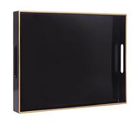 MAONAME Plateau de service noir avec poignées, plateau décoratif rectangulaire, plateau de table basse moderne, plateau ottoman en plastique pour salle de bain, décoration, 40 x 30 x 4 cm