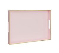 MAONAME Plateau de service rose avec poignées, plateau décoratif rectangulaire, plateau de table basse moderne, plateau ottoman en plastique pour salle de bain, décoration, 40 x 30 x 4 cm