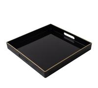 MAONAME Plateau décoratif Noir avec poignées, Plateau de Table Basse, Plateau carré en Plastique pour Ottoman, Salle de Bain, Cuisine, 33 x 33 x 4 cm