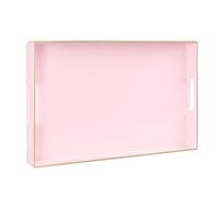 MAONAME Plateau décoratif pour Table Basse, Plateau de Service Moderne avec poignées, Plateau à thé rectangulaire en Plastique pour Ottoman, décoration de Salle de Bain, 40 x 25,9 cm (Rose)