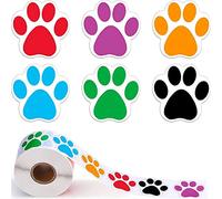 MaoNativey 1 Rouleau 500pcs Coloré Empreinte De Patte Autocollants, Patte de Chien Stickers Autocollants de Patte de Chien Colorés Empreinte pour Scrapbook Craft Labels Stickers Muraux Décoration