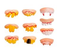 MaoNativey 10 Pièces Dents d'halloween Drôles - Fausses Dents de Démon et Vampire, Accessoire de Déguisement pour Fête, Soirée Costumée, Carnaval, Pâques, Blague et Farce