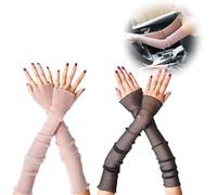 MaoNativey 2 Paires Respirant Bras Manches,Femmes Manchettes en Dentelle Respirantes Anti UV Manches De Bras Manchette Femme Dentelle L'été à L'Extérieur