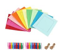 MaoNativey 20 Cadres Photos en Papier Kraft DIY, Cadres Muraux Suspendus 15x10 cm avec Pinces en Bois & Corde Chanvre, Décoration Murale Minimaliste pour Salon, Bureau, Restaurant