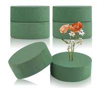MaoNativey 6 Blocs de Mousse Florale Ronde 10x10x4cm - Cylindre pour Fleurs Fraîches et Artificielles - Idéal pour Décorations, Mariages, Fêtes et Arrangements Floraux (Mousse Humide/Sèche)