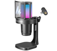 MAONO DGM20W Microphone Gaming Sans Fil pour PC, Micro USB à Condensateur pour Streaming avec Réduction de Bruit, Coupure Rapide du Son, éclairage RGB, Compatible PS5, Ordinateur Portable & Smartphone