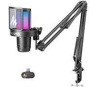 MAONO DGM20WS Micro sans Fil pour PC, Microphone USB à Condensateur avec Bras pour Gaming & Streaming, Réduction du Bruit Tactile, Mute Rapide, Contrôle du Gain, RGB, Compatible PS5 Twitch Discord