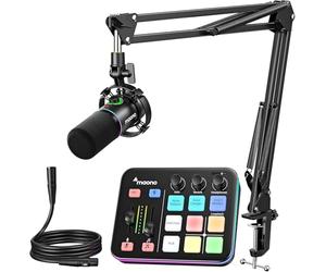 MAONO Kit Streaming Gaming: Interface Audio Mixeur et Microphone Dynamique XLR avec RGB et Réduction de Bruit - MaonoCaster PD200XS & G1 NEO