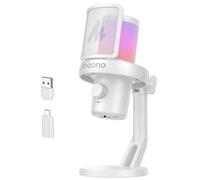 MAONO Micro Gaming sans Fil pour PC, Microphone USB avec Changeur de Voix IA, Suppression du Bruit, EQ Personnalisé, éclairage RVB Réglable pour Jeux, Podcasts, Streaming, DM40 Blanc