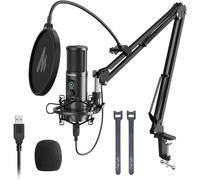 MAONO USB Microphone à Condensateur, Micro PC avec Un Bouton Muet et Gain, Microphone Cardioïde Professionnel, Adapté aux Conférences, Gaming, Streaming, Instruments de Musique（AU-PM421）