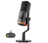MAONO PD100W Microphone sans Fil/USB, Micro Gaming PC Dynamique avec Réduction de Bruit en Un Clic, Bouton Mute, RGB & Logiciel Dédié. Idéal pour Le Streaming, Le Enregistrement & l’Podcast. Noir