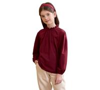 maoo garden Filles Ruffle T-Shirt Long Sleeve Knitted Tops Lumière Été Blouse 2226 Vin 13-14Y